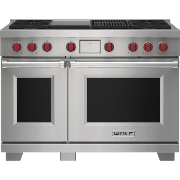 Wolf 48-inch Dual Fuel Range with Griddle and Charbroiler DF48450CG/S/P IMAGE 1