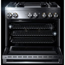  JennAir Rise 36-inch Professional-Style Dual-Fuel Range with Chrome-Infused Griddle and Steam Assist JDSP536HL IMAGE 2