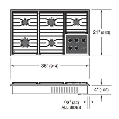 Wolf 36-inch Built-In Gas Cooktop CG365T/S IMAGE 6