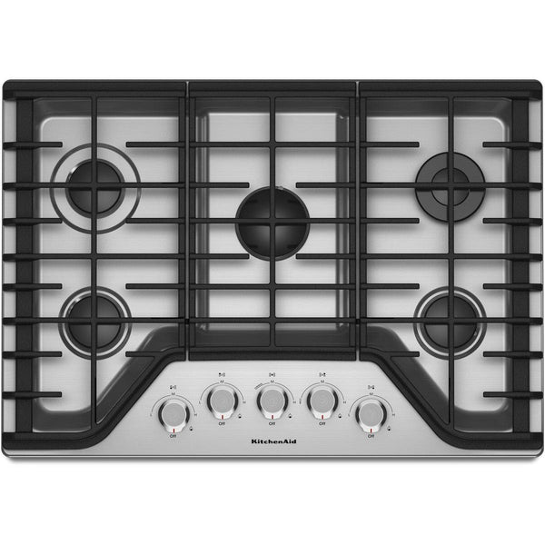 KitchenAid 30-inch Built-in Gas Cooktop with Even-Heat™ Burner KCGS350ESS IMAGE 1
