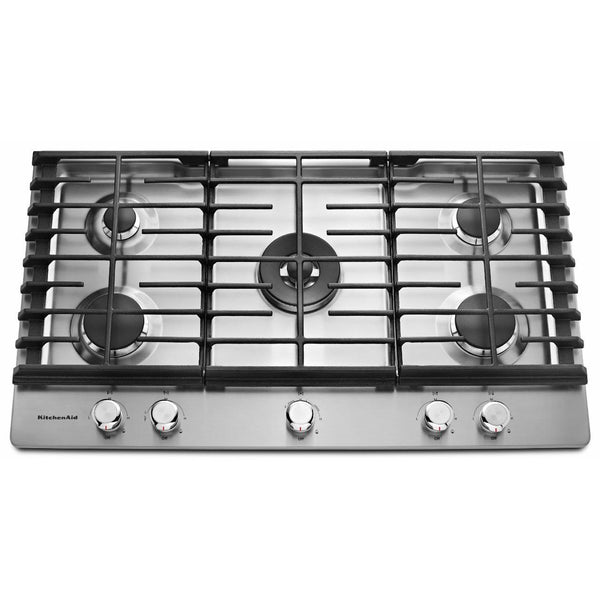 KitchenAid 36-inch Built-in Gas Cooktop with Even-Heat™ Burner KCGS556ESS IMAGE 1