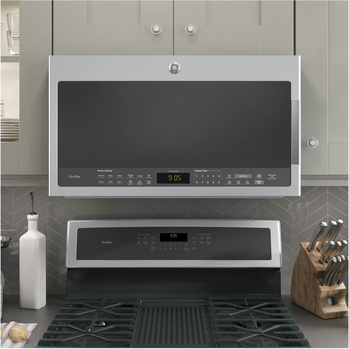 GE Profile 30-inch, 2.1 cu. ft. Over-the-Range Microwave Oven with Che