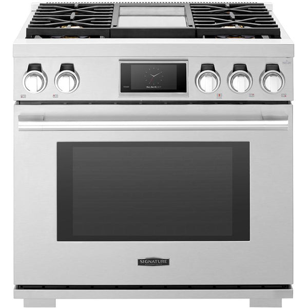 Signature Kitchen Suite 36-inch Freestanding Dual-Fuel Range with Steam-Assist Oven SKSDR360GS IMAGE 1