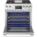 Signature Kitchen Suite 36-inch Freestanding Dual-Fuel Range with Steam-Assist Oven SKSDR360GS IMAGE 2