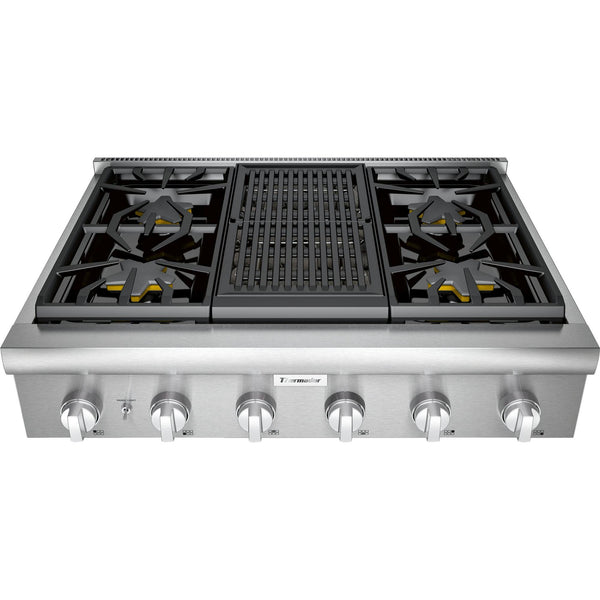 Thermador 36-inch Built-in Gas Rangetop with Grill PCG364WL IMAGE 1