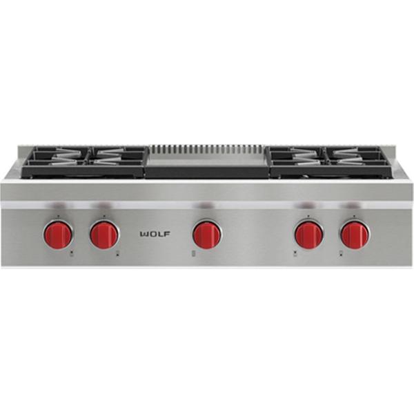 Wolf 36-inch Built-in Gas Rangetop with Infrared Griddle SRT364G IMAGE 1