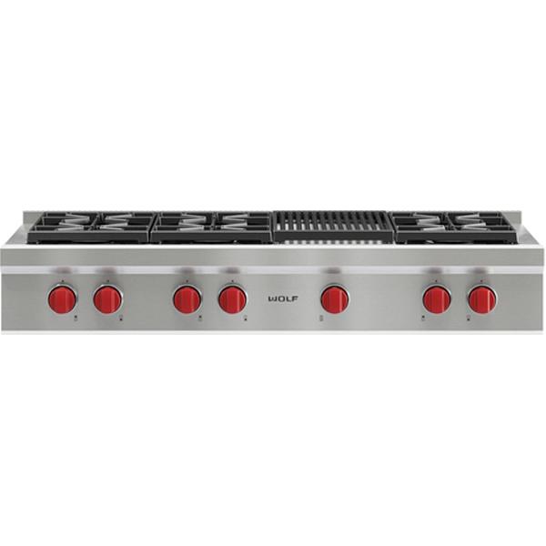 Wolf 48-inch Built-in Gas Rangetop with Infrared Charbroiler SRT486C IMAGE 1