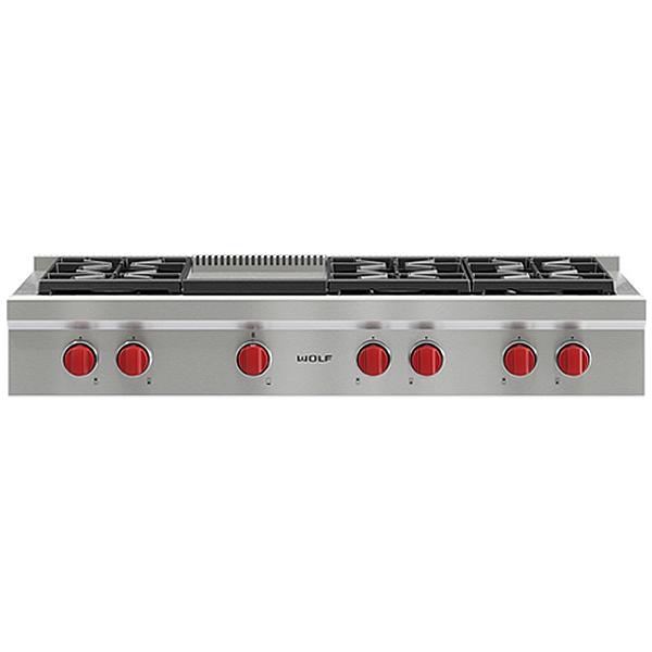 Wolf 48-inch Built-in Gas Rangetop with Infrared Griddle SRT486G IMAGE 1