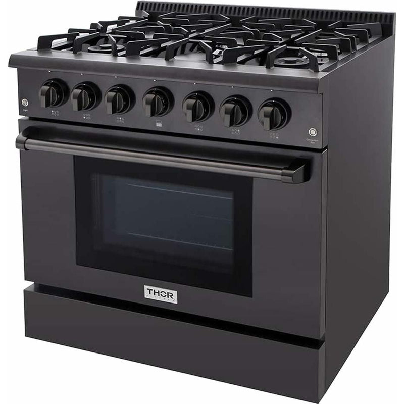 Thor Kitchen 36-inch Freestanding Gas Range with Convection HRG3618-BS IMAGE 2