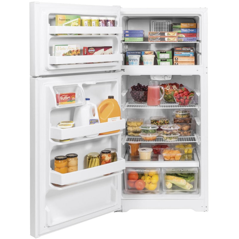 GE 28-inch, 15.6 cu.ft. Freestanding Top-Freezer Refrigerator with ClimateKeeper™ GTE16DTNLWW IMAGE 3