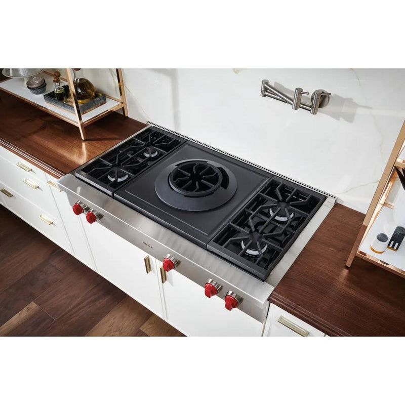 Wolf 48-inch Built-in gas Rangetop with Wok Burner SRT484W IMAGE 3