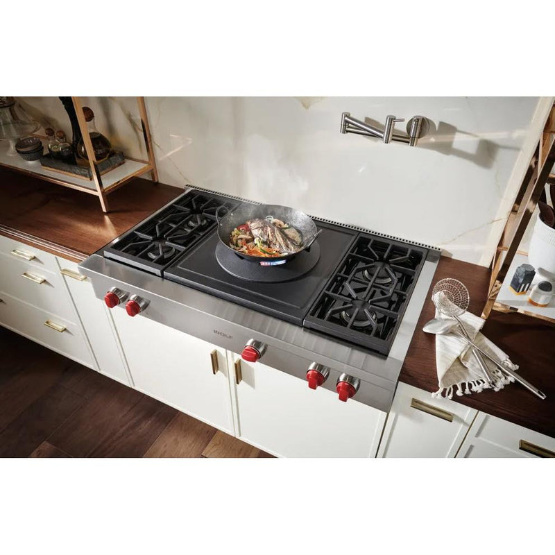 Wolf 48-inch Built-in gas Rangetop with Wok Burner SRT484W IMAGE 4