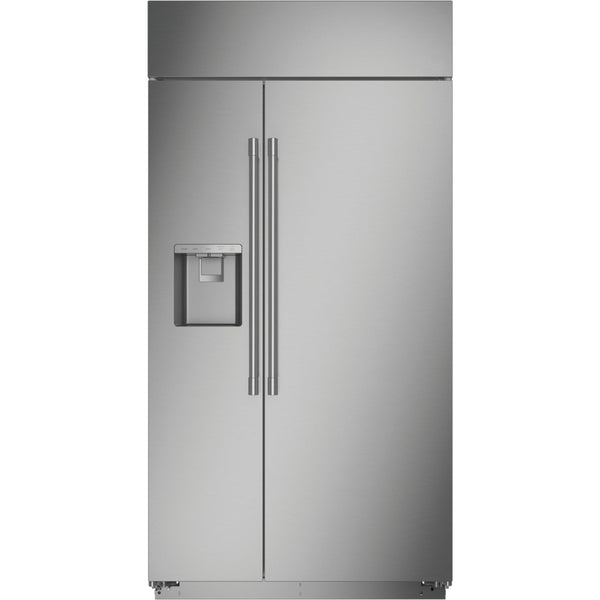 Monogram 42-inch, 24.6 cu.ft. Built-in Side-by-Side Refrigerator with External Water and Ice Dispenser ZISS420DNSS IMAGE 1