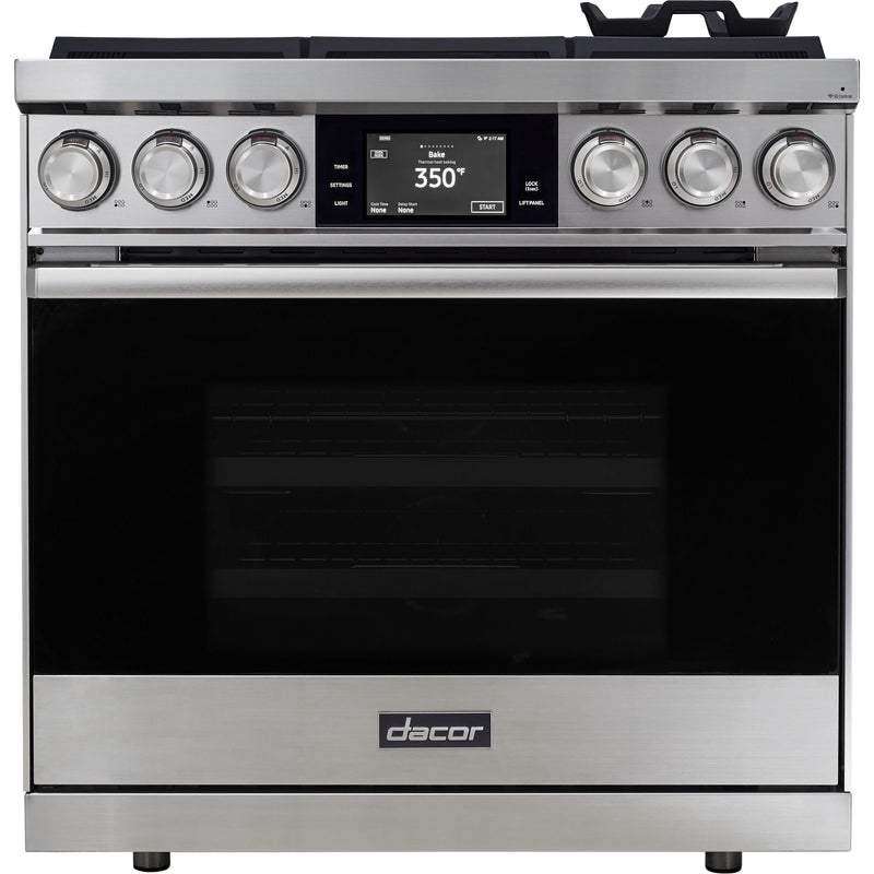 Dacor 36-inch Freestanding Dual Fuel Range with 7" LCD Control Panel DOP36M86DLS IMAGE 1
