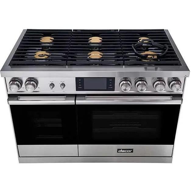 Dacor 48-inch Freestanding Dual Fuel Range with 7" LCD Control Panel DOP48M86DLS IMAGE 2