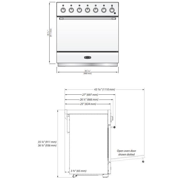 AGA 36-inch Freestanding Electric Induction Range with True European Technology AMC36IN-WHT IMAGE 2