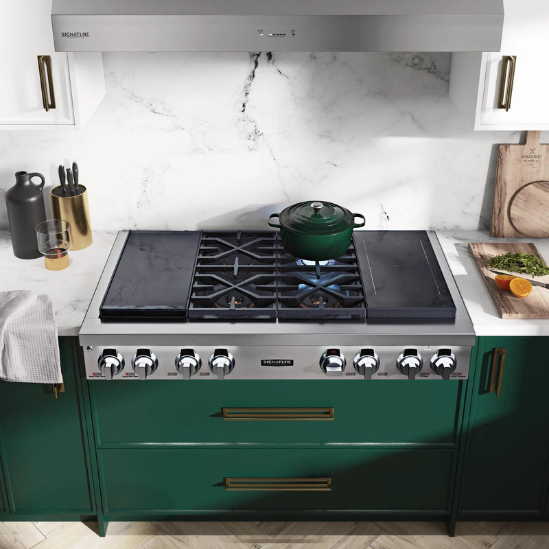 Signature Kitchen Suite 48-inch Dual Fuel Built-in Rangetop with Induction Technology SKSRT480SIS IMAGE 3