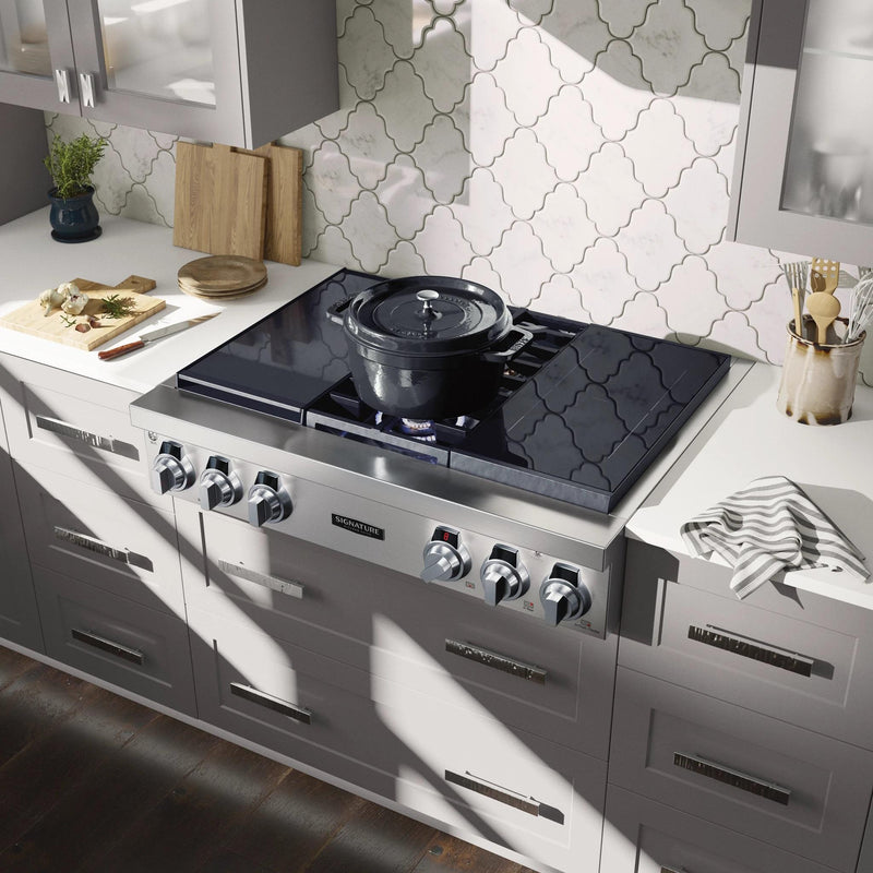 Signature Kitchen Suite 36-inch Dual Fuel Built-in Rangetop with Induction Technology SKSRT360SIS IMAGE 6
