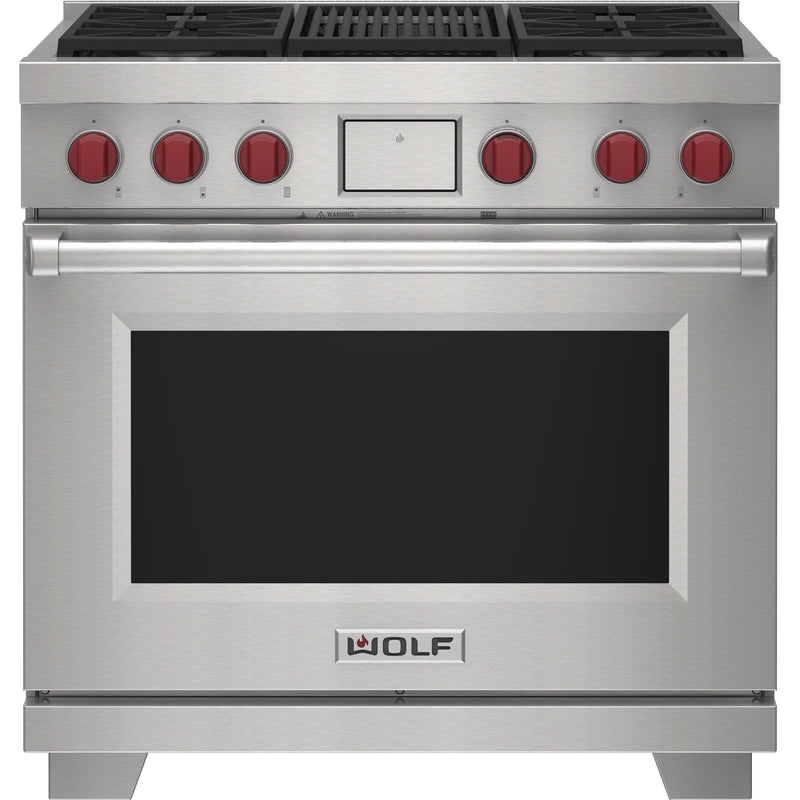 Wolf 36-inch Dual Fuel Range with Charbroiler DF36450C/S/P IMAGE 1