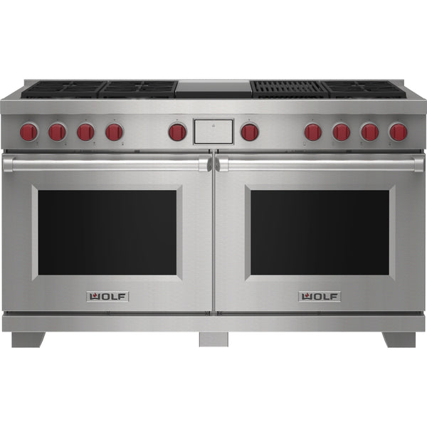 Wolf 60-inch Dual Fuel Range with Griddle and Charbroiler DF60650CG/S/P IMAGE 1