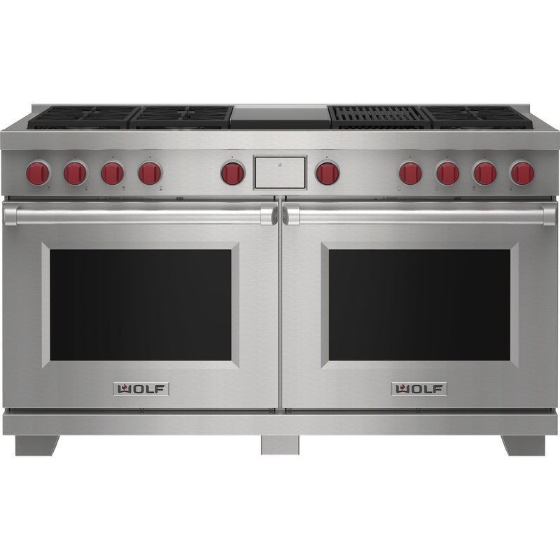 Wolf 60-inch Dual Fuel Range with Griddle and Charbroiler DF60650CG/S/P/LP IMAGE 1