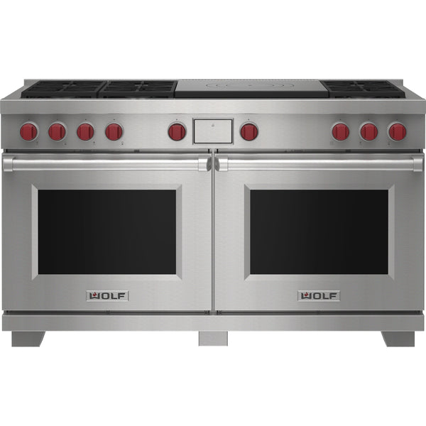 Wolf 60-inch Dual Fuel Range with French Top DF60650F/S/P/LP IMAGE 1